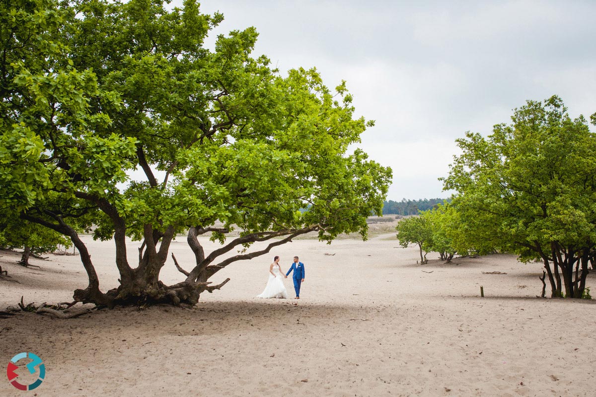 Bruidsreportage bij de Drunense duinen